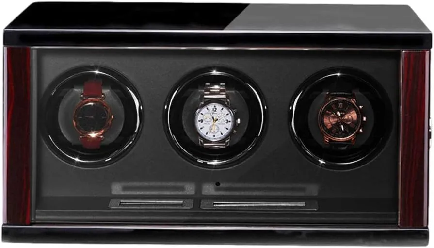 Wooden Automatic Watch Winder Built-in LED Illumination LCD Display Screen Adjustable Watch Pillows for Man Women Watches Watch Winder Watch Box Case Watch Storage Display Gift