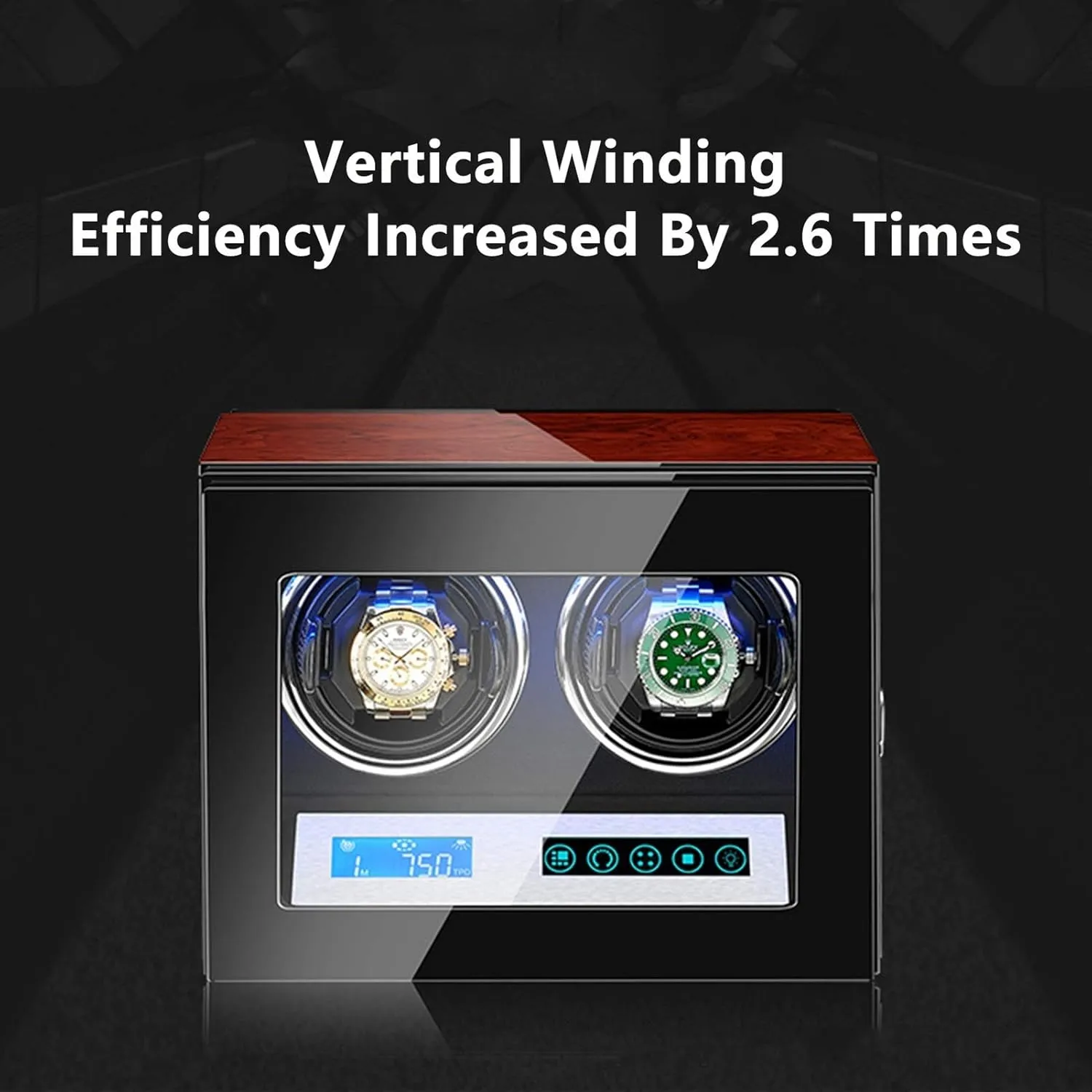 Wooden Automatic Watch Winder Watch Winder Box LCD Touch Screen Display Built-in LED Illumination Wood Shell Piano Paint Exterior (Size : 3 0)