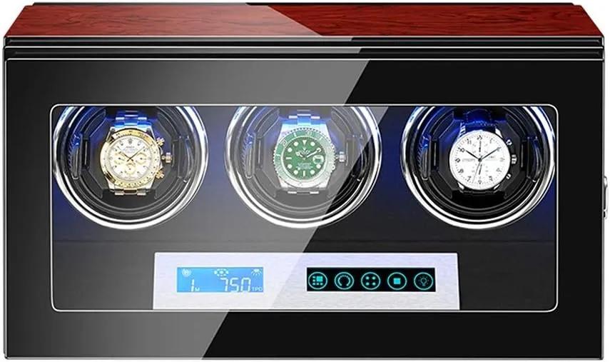 Wooden Automatic Watch Winder Watch Winder Box LCD Touch Screen Display Built-in LED Illumination Wood Shell Piano Paint Exterior (Size : 3 0)