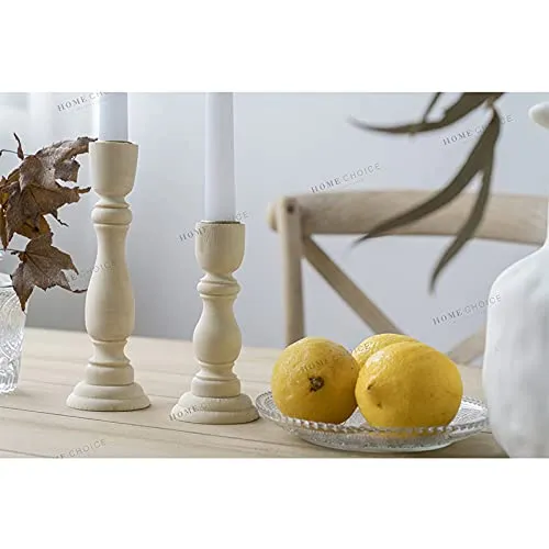 Wooden Candle Holders Set of 3,Unfinished Wood Candlesticks Holders for Taper Candle,Table Centerpieces for Rustic Wedding Party Birthday Home