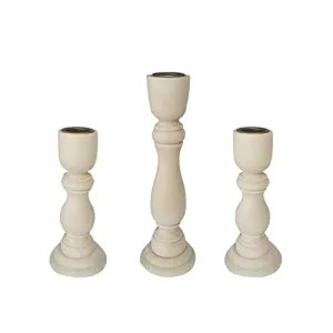 Wooden Candle Holders Set of 3,Unfinished Wood Candlesticks Holders for Taper Candle,Table Centerpieces for Rustic Wedding Party Birthday Home