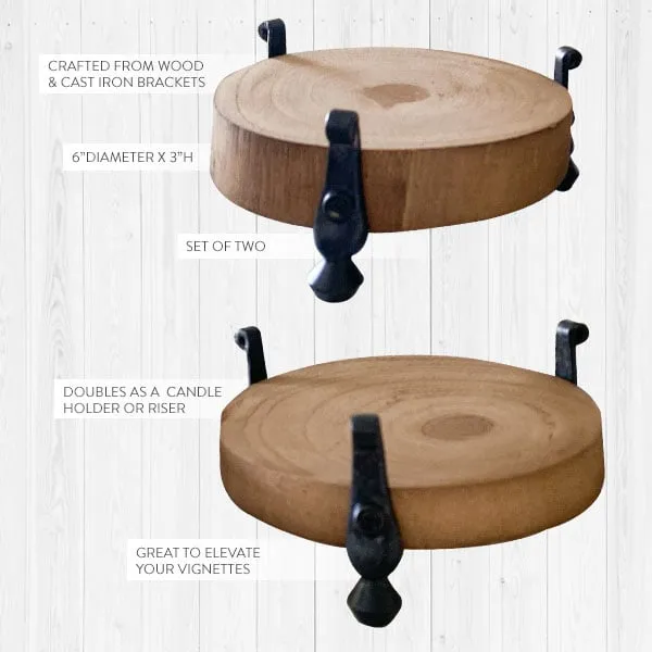 Wooden Candle Risers, Set of 2