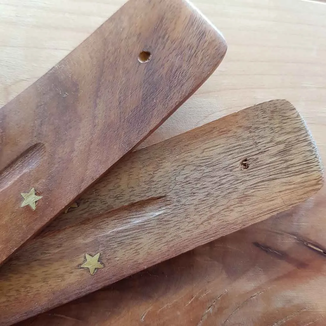 Wooden Incense Holder with Brass Inlay (assorted)