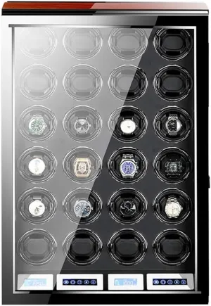 Wooden Watch Winder Box for Automatic Watches with Remote Control LCD Touch Screen Display Piano Paint Exterior LED Light Quiet Motor (Size : 24 0) ()