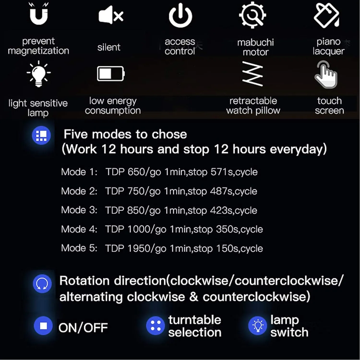 Wooden Watch Winder for Automatic Watch with LED Backlight Watches Jewelry Storage Drawer LCD Touchscreen Control Black Piano Finish (Size : 2 2)