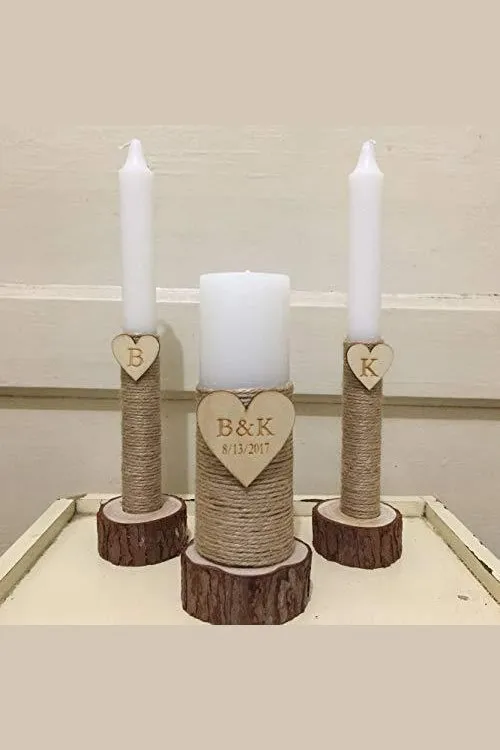 Wooden Wedding Candle Holders