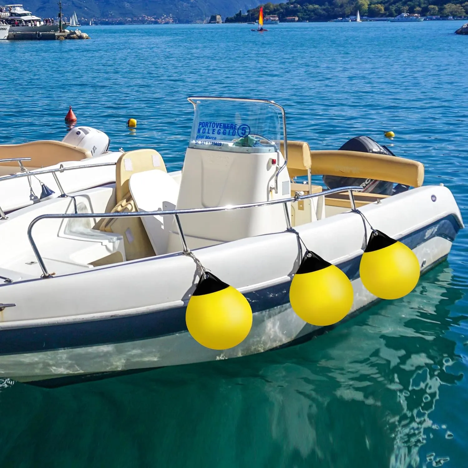 X-Haibei Pair of Boat Fenders Ball Round Anchor Buoy, Dock Bumper Ball Inflatable Vinyl Shield Protection Marine Mooring Buoys