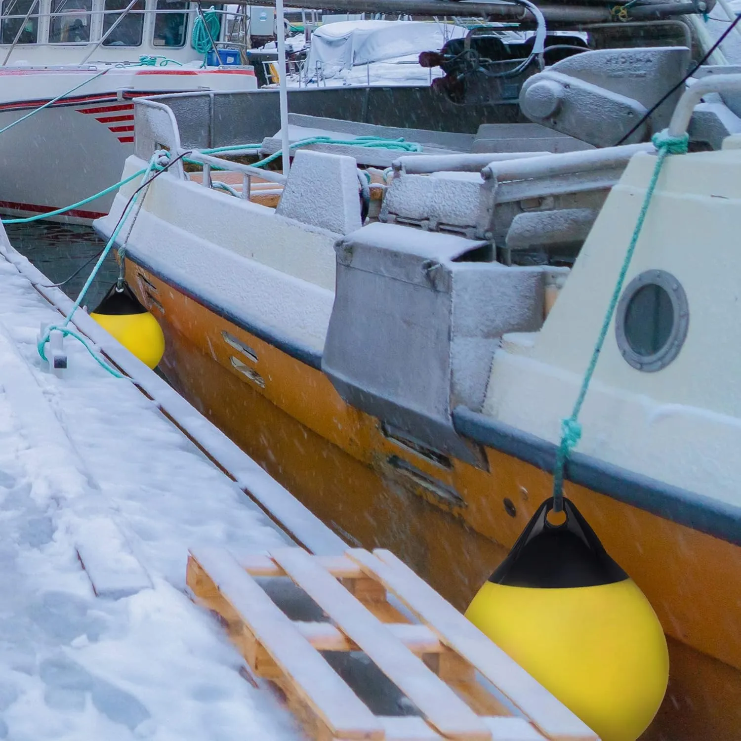 X-Haibei Pair of Boat Fenders Ball Round Anchor Buoy, Dock Bumper Ball Inflatable Vinyl Shield Protection Marine Mooring Buoys
