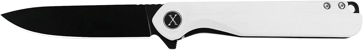 XIPHIAS Flipper Folding Knife - 3.5" D2 Steel Blade, White G10 Handle, Ball Bearing Opening, EDC for Camping, Hunting, Fishing - XBJ2201-2