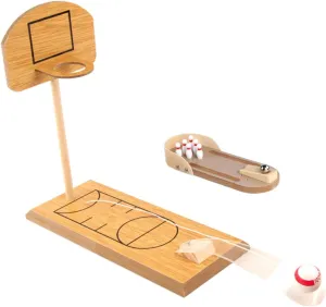 YARNOW 2 Sets Mini Desktop Bowling Game Set Wooden for Relief Fun for School Parties Interactive Educational Desktop Bowling Basketball Game