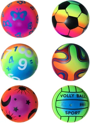 YARNOW Elastic Beach Volleyball for Boys and Girls 22cm Thick Plastic Bounce Ball Gradient Kickball for Pool Birthday Party Random Style