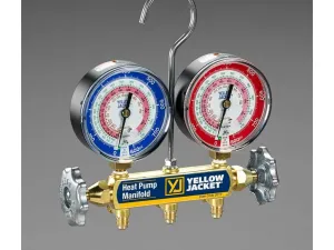 Yellow Jacket 42054 Heat Pump Manifold with 60" Black Plus II Hoses, R-410A,C