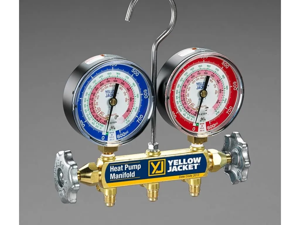 Yellow Jacket 42054 Heat Pump Manifold with 60" Black Plus II Hoses, R-410A,C