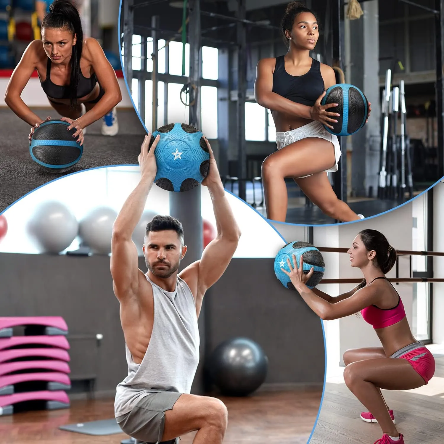 Yes4All Medicine Ball with Dual Texture Grip, Weighted Medicine Ball for Workouts Exercise Balance Training, Core Strength, Balance and Coordination Exercise, Non-Slip Rubber Shell with 6/8/10/12LBS