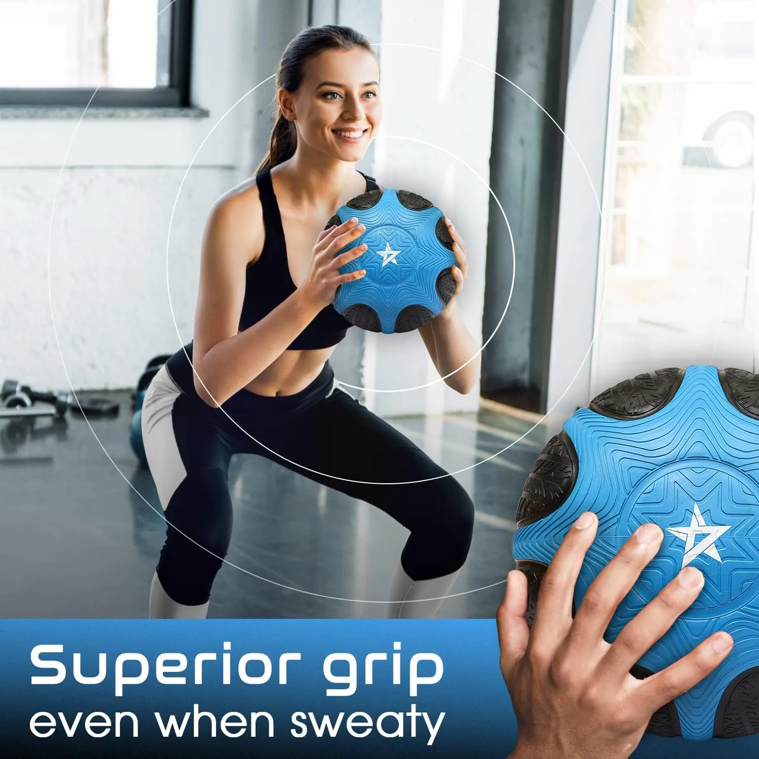 Yes4All Medicine Ball with Dual Texture Grip, Weighted Medicine Ball for Workouts Exercise Balance Training, Core Strength, Balance and Coordination Exercise, Non-Slip Rubber Shell with 6/8/10/12LBS