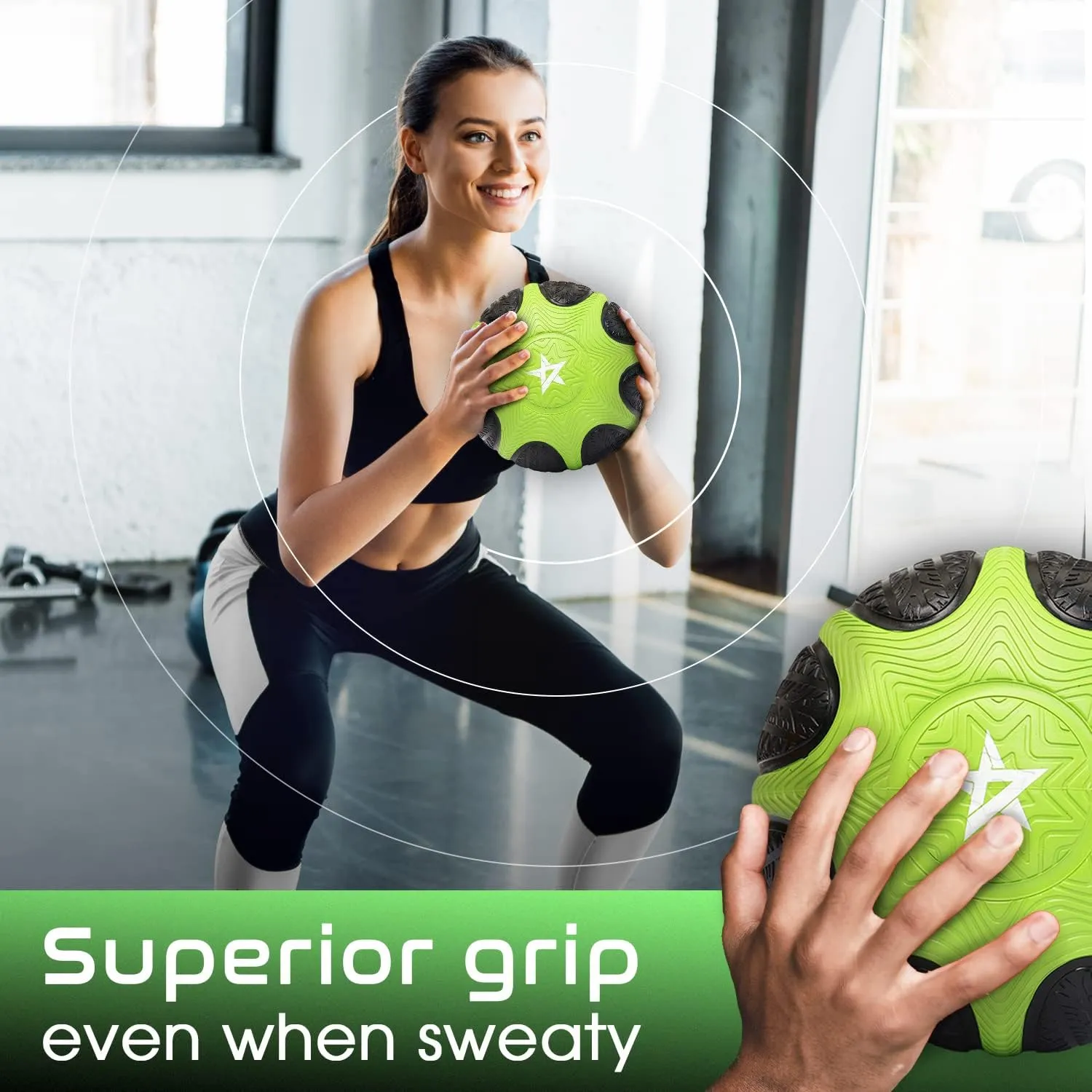 Yes4All Medicine Ball with Dual Texture Grip, Weighted Medicine Ball for Workouts Exercise Balance Training, Core Strength, Balance and Coordination Exercise, Non-Slip Rubber Shell with 6/8/10/12LBS