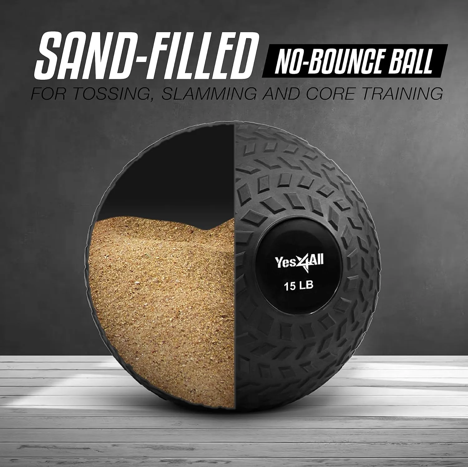 Yes4All Slam Balls, 10-40lb Medicine Ball Weight, Durable PVC Sand Filled Workout Dynamic Medicine Ball for Core Strengthen