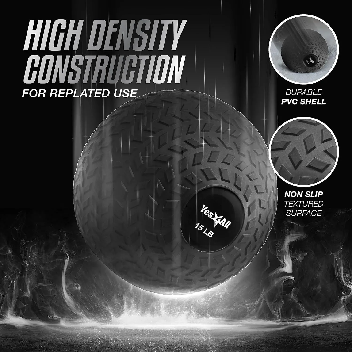 Yes4All Slam Balls, 10-40lb Medicine Ball Weight, Durable PVC Sand Filled Workout Dynamic Medicine Ball for Core Strengthen