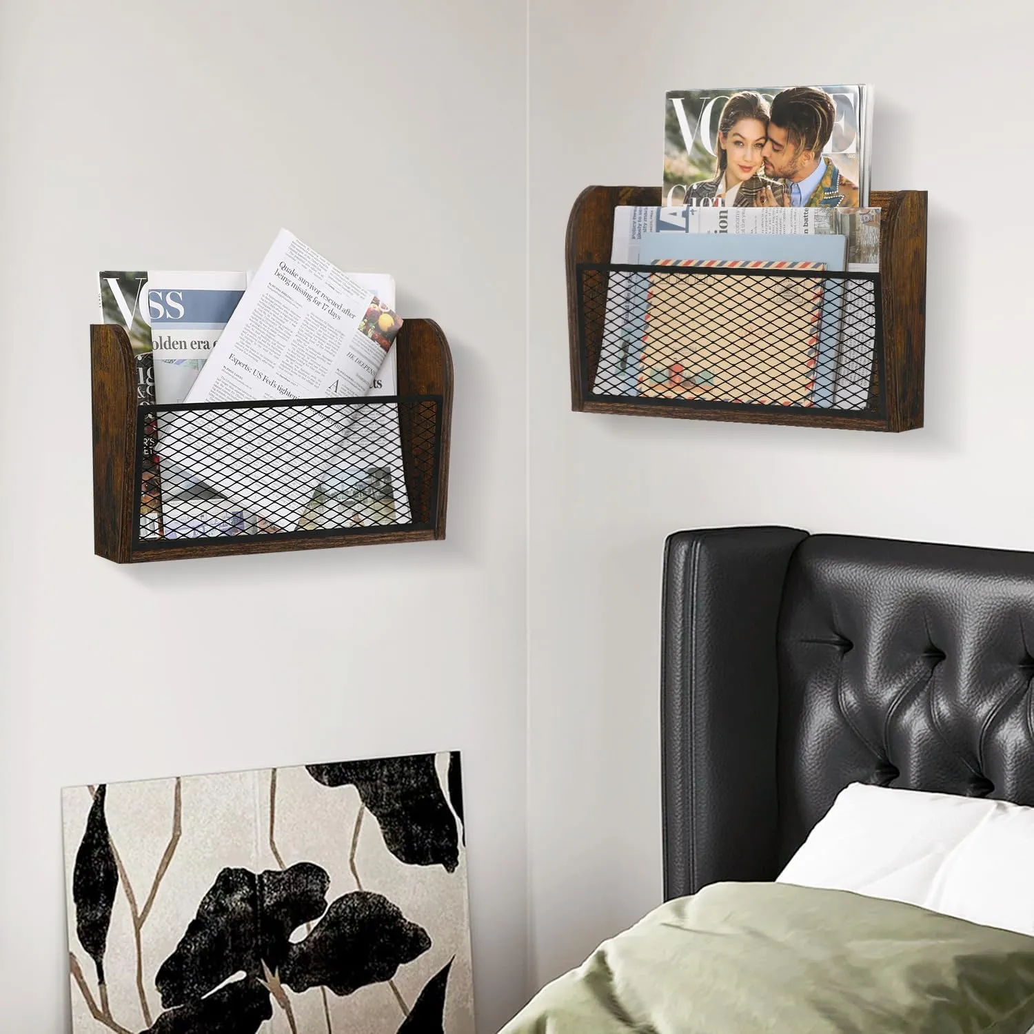 YINMIT 2 Packs Wall File Organizer-Holder, Hanging File Organizer, Wall Mounted File Holder, Wall Mount Paper Folder Rack for Office and Home