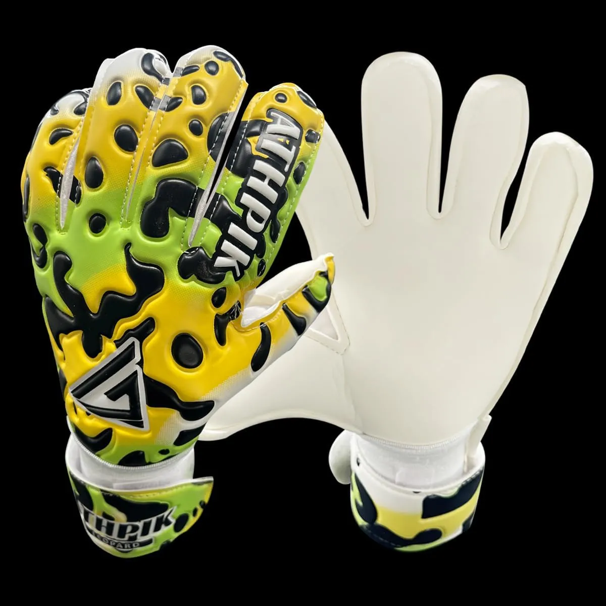 Youth Goalkeeper Gloves for Kids 8-14 | Anti-Slip Latex Soccer Gloves with Finger Hyperextension Prevention & Dual Wrist Support | Pink/Green Leopard Print | U8-U14 Youth Soccer Team Gear