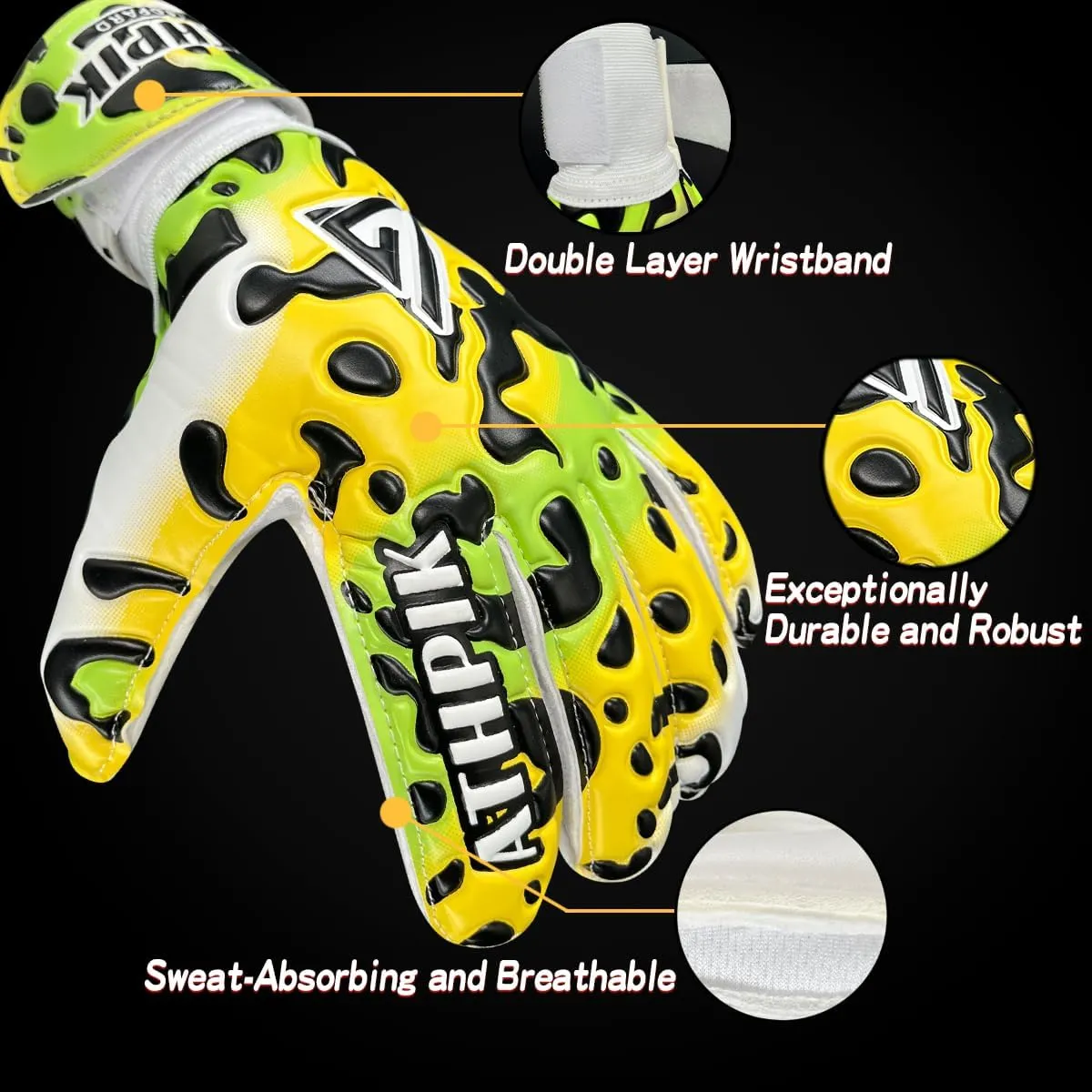 Youth Goalkeeper Gloves for Kids 8-14 | Anti-Slip Latex Soccer Gloves with Finger Hyperextension Prevention & Dual Wrist Support | Pink/Green Leopard Print | U8-U14 Youth Soccer Team Gear