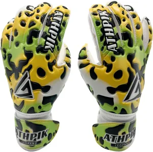 Youth Goalkeeper Gloves for Kids 8-14 | Anti-Slip Latex Soccer Gloves with Finger Hyperextension Prevention & Dual Wrist Support | Pink/Green Leopard Print | U8-U14 Youth Soccer Team Gear
