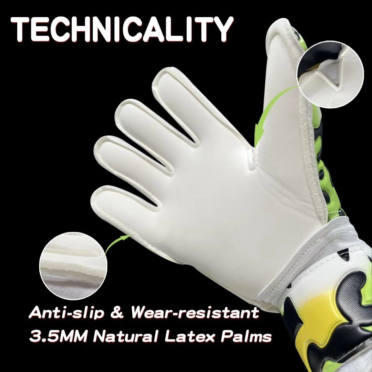 Youth Goalkeeper Gloves for Kids 8-14 | Anti-Slip Latex Soccer Gloves with Finger Hyperextension Prevention & Dual Wrist Support | Pink/Green Leopard Print | U8-U14 Youth Soccer Team Gear