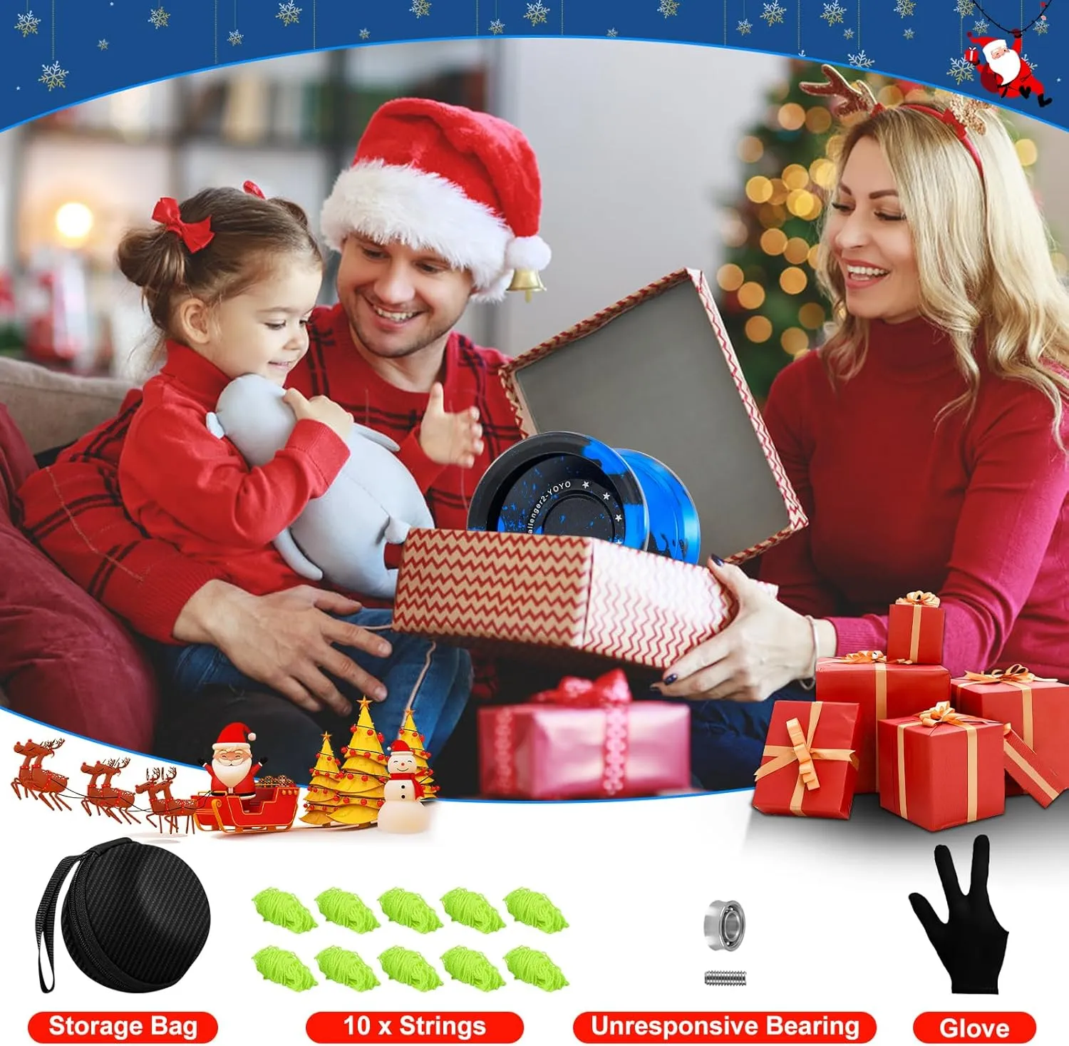 Yoyo Metal Trick Yoyo Professional Responsive Yoyos for Kids 8-12 Beginners, Unresponsive Yo-yo for Adults with Yo Yo Bearing Accessories - Black Blue