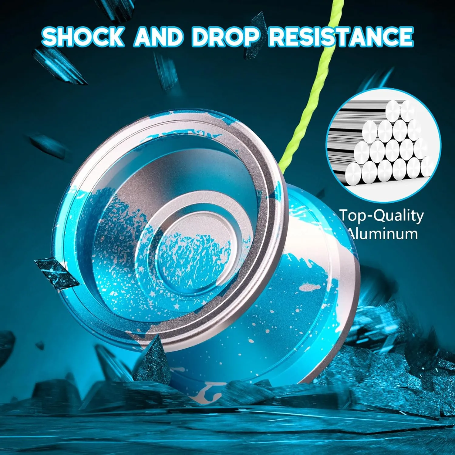 Yoyo Responsive Professional Yoyos for Kids Beginners Metal Trick Yoyo, Unresponsive Yo-yo for Adults with Bearing Kit, 10 Yo-Yo Strings, Case and Glove - Blue Silver