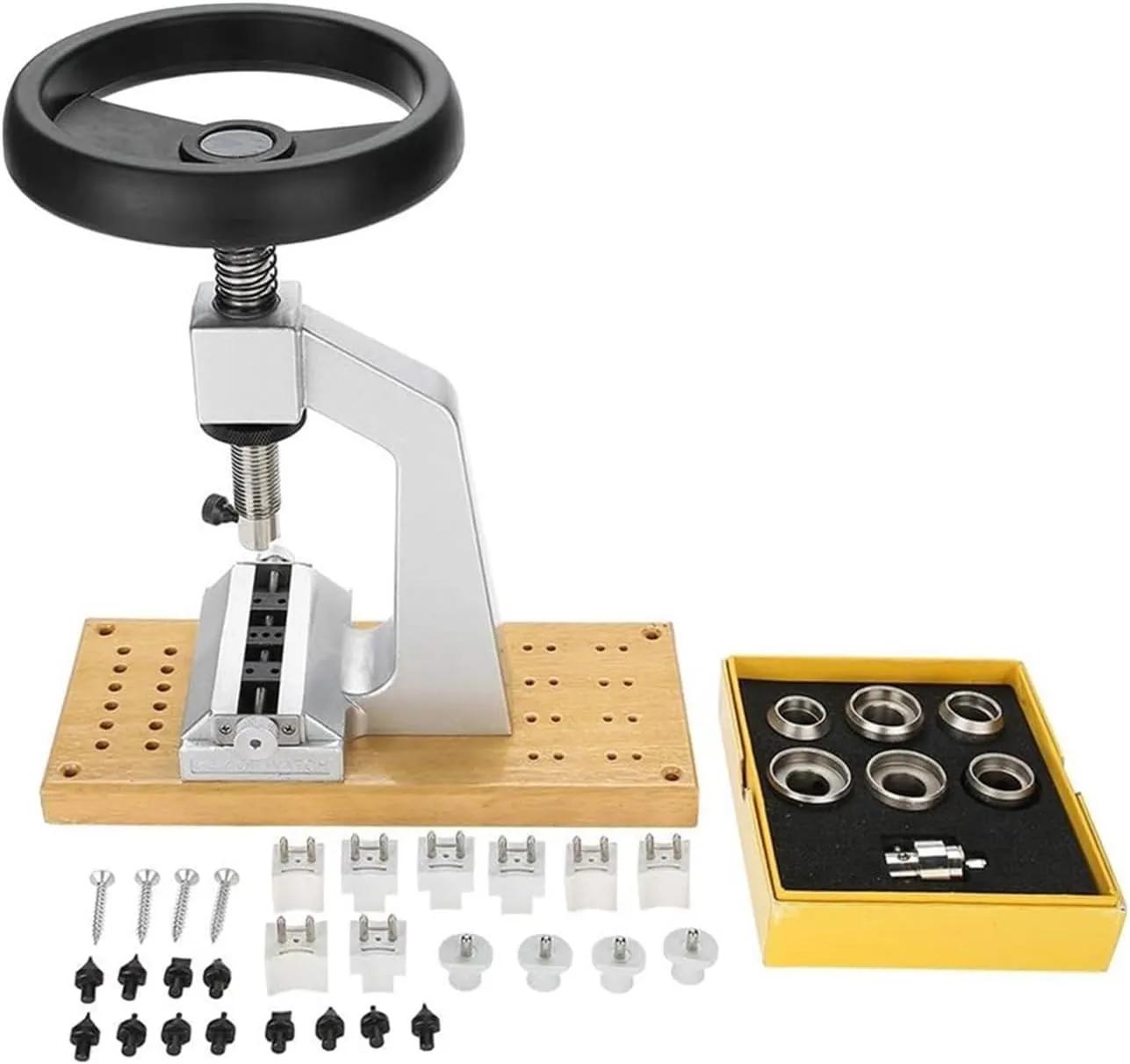 YUYTE 5700 Bench Watch Case Opener, Watch Case Back Opener and Closer, Wristwatch Tool Back Opener with 6 Dies Suitable for Watch Making and Repair