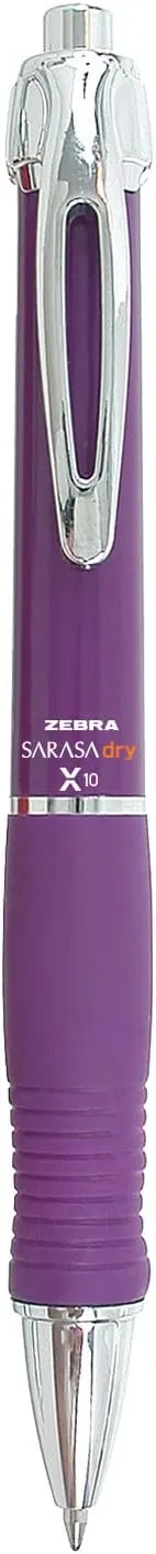 Zebra Pen GR8 Gel Pen, Retractable, Medium 0.7 mm, Violet Ink, Violet/Silver Barrel, 12/Pack