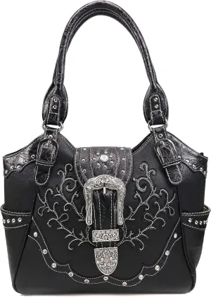 Zelris American Albino Western Floral Buckle Conceal Carry Women Tote Purse Handbag