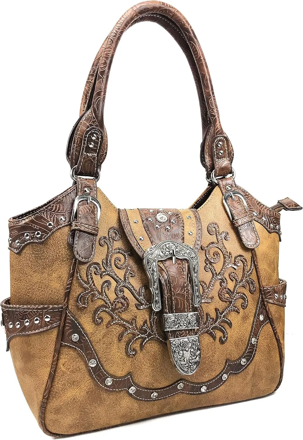 Zelris American Albino Western Floral Buckle Conceal Carry Women Tote Purse Handbag