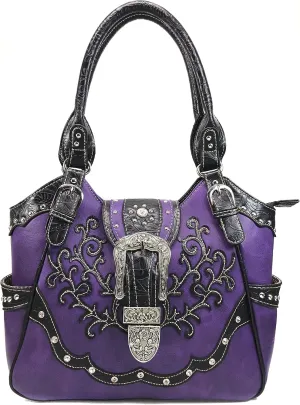 Zelris American Albino Western Floral Buckle Conceal Carry Women Tote Purse Handbag