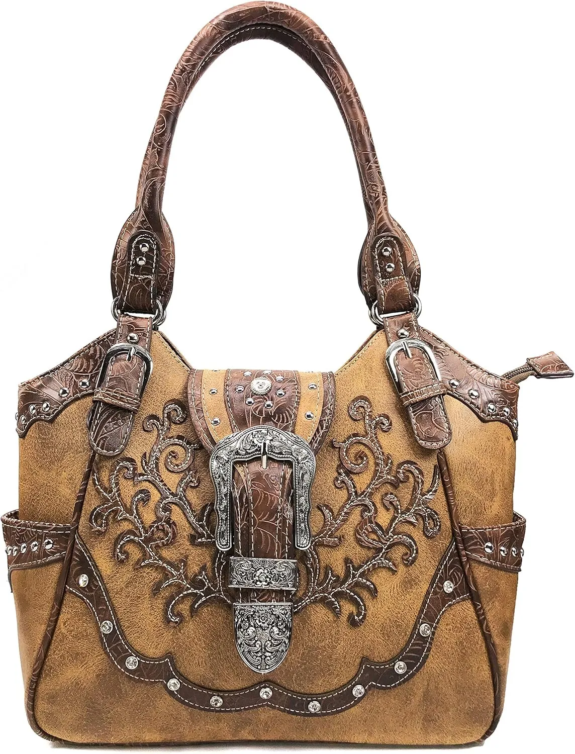 Zelris American Albino Western Floral Buckle Conceal Carry Women Tote Purse Handbag
