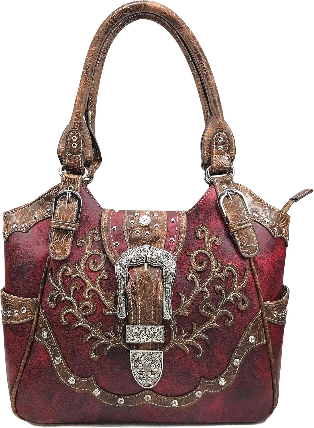 Zelris American Albino Western Floral Buckle Conceal Carry Women Tote Purse Handbag