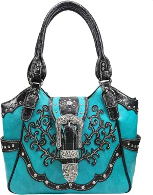 Zelris American Albino Western Floral Buckle Conceal Carry Women Tote Purse Handbag