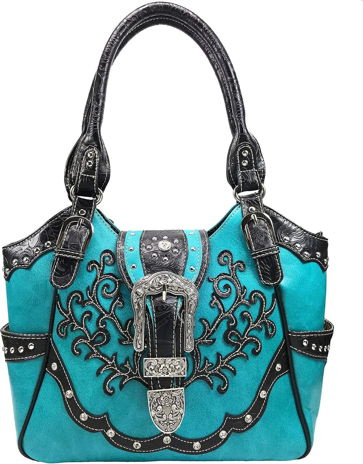 Zelris American Albino Western Floral Buckle Conceal Carry Women Tote Purse Handbag