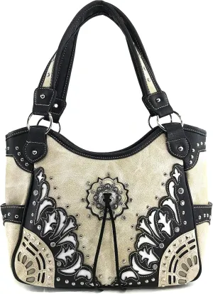 Zelris Autumn West Fringe Concho Women Conceal Carry Tote Handbag Purse