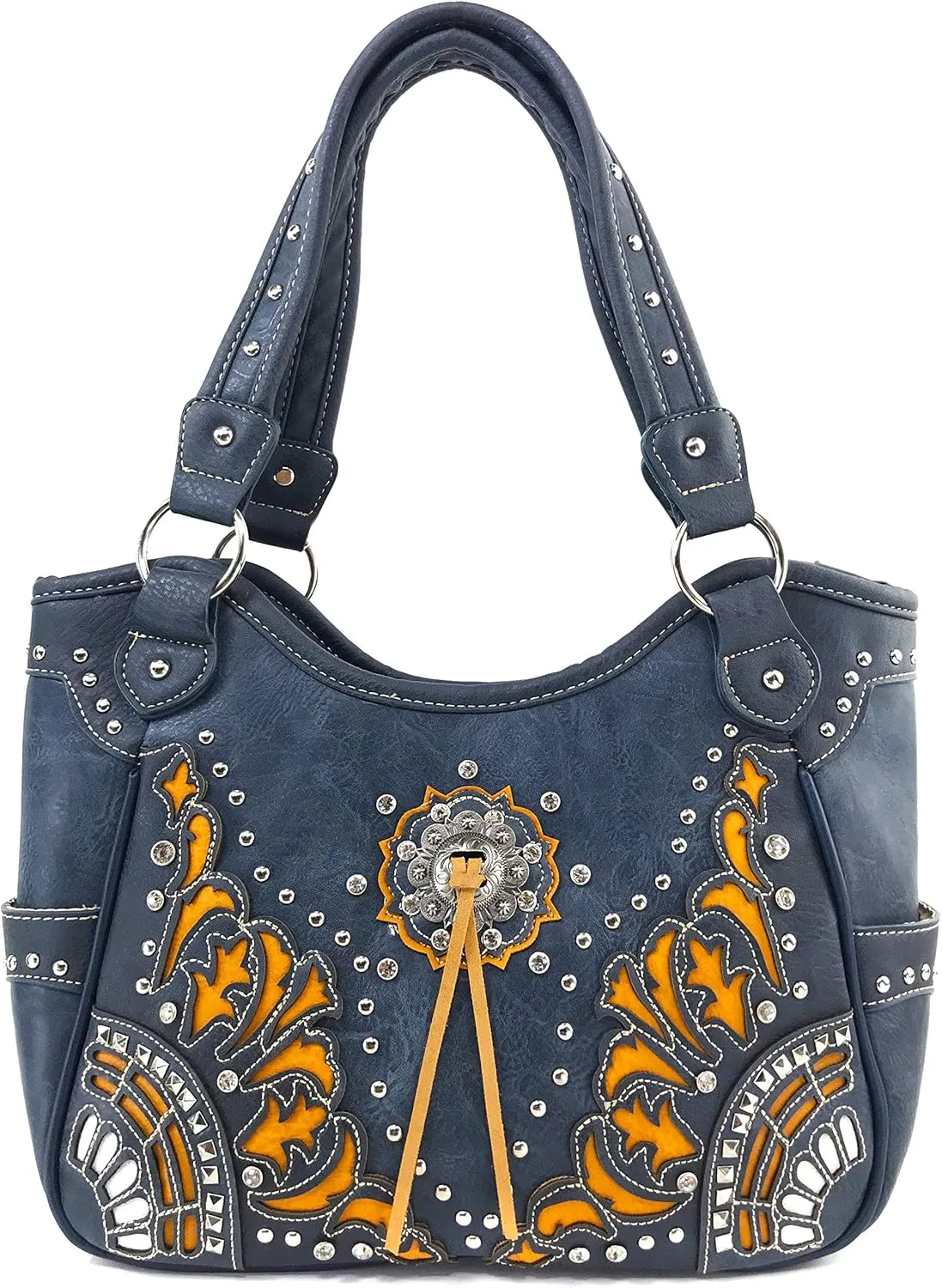 Zelris Autumn West Fringe Concho Women Conceal Carry Tote Handbag Purse