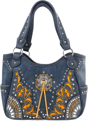 Zelris Autumn West Fringe Concho Women Conceal Carry Tote Handbag Purse