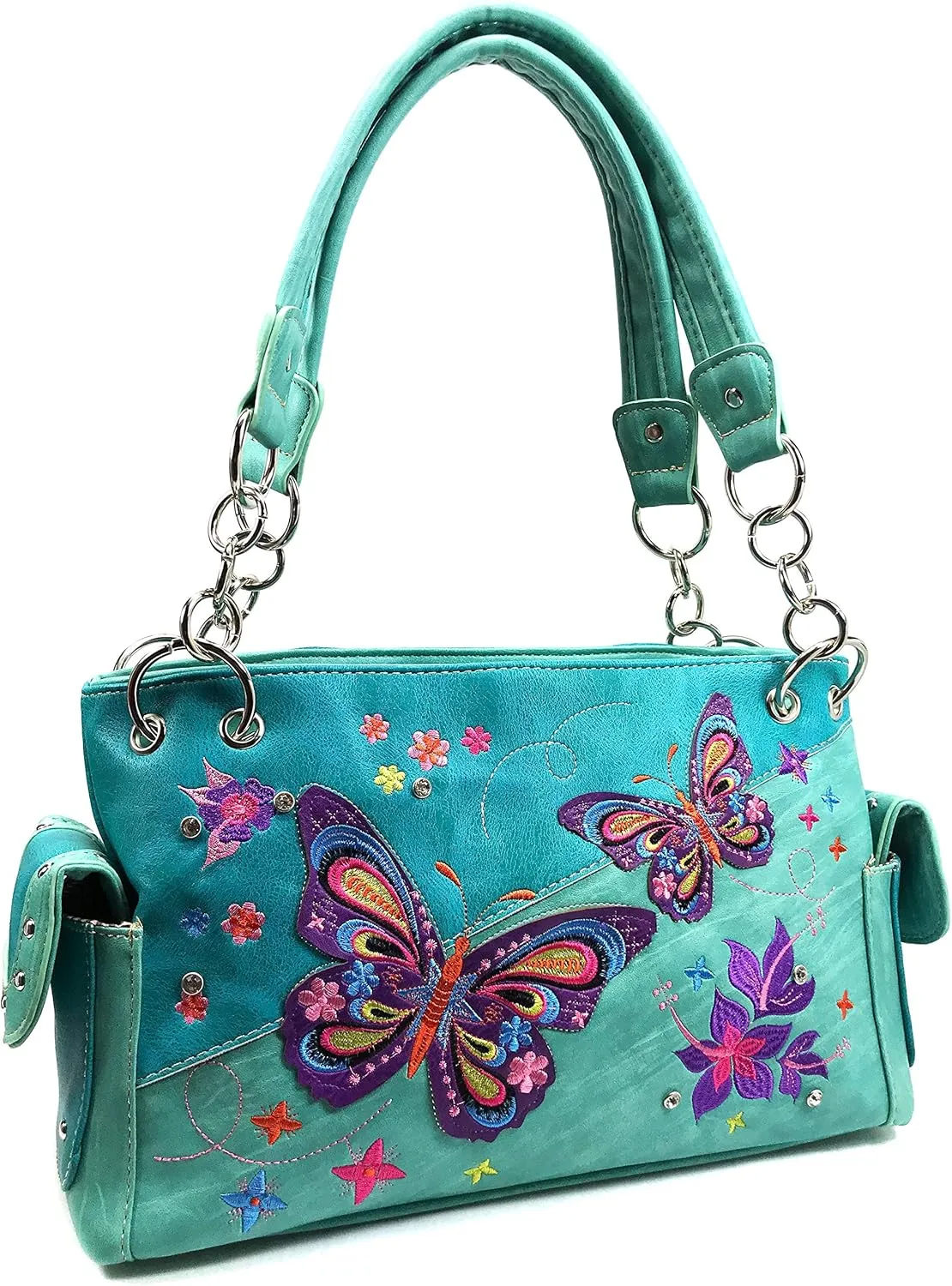 Zelris Butterfly Flower Season Embroidery Women Conceal Carry Shoulder Handbag
