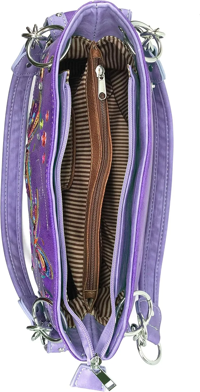 Zelris Butterfly Flower Season Embroidery Women Conceal Carry Shoulder Handbag