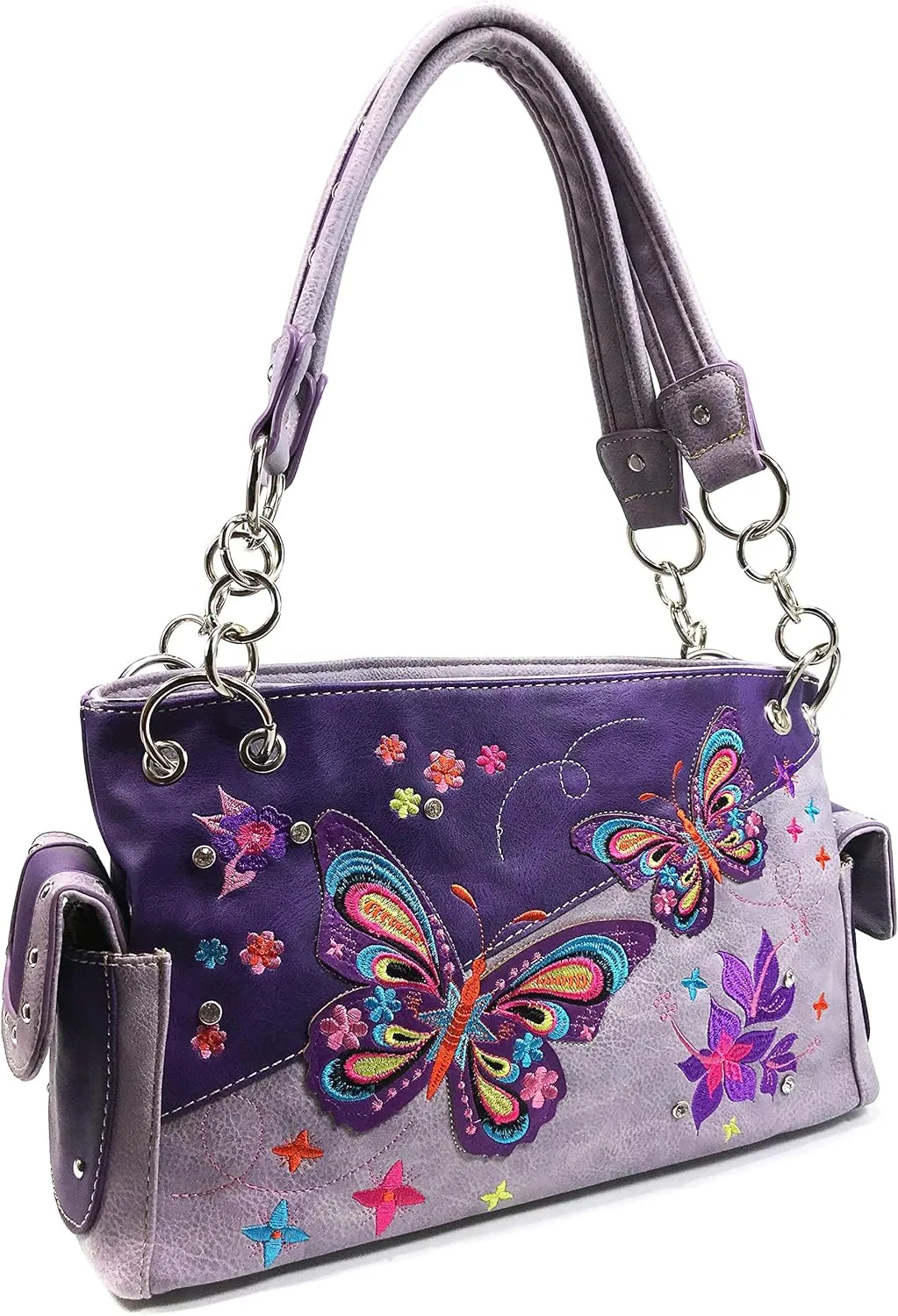 Zelris Butterfly Flower Season Embroidery Women Conceal Carry Shoulder Handbag