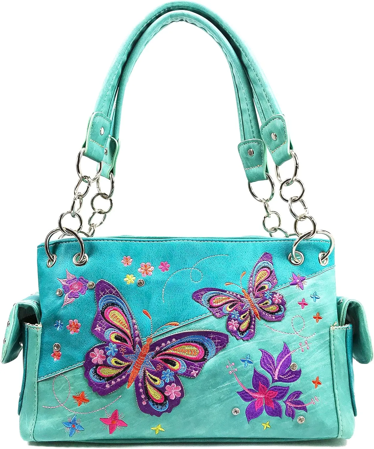 Zelris Butterfly Flower Season Embroidery Women Conceal Carry Shoulder Handbag