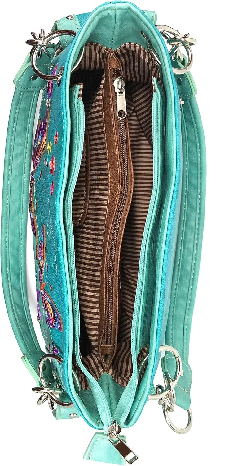Zelris Butterfly Flower Season Embroidery Women Conceal Carry Shoulder Handbag