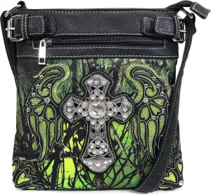 Zelris Camouflage Shine Glow Cross Angel Wings Conceal Carry Crossbody Messenger