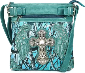 Zelris Camouflage Shine Glow Cross Angel Wings Conceal Carry Crossbody Messenger