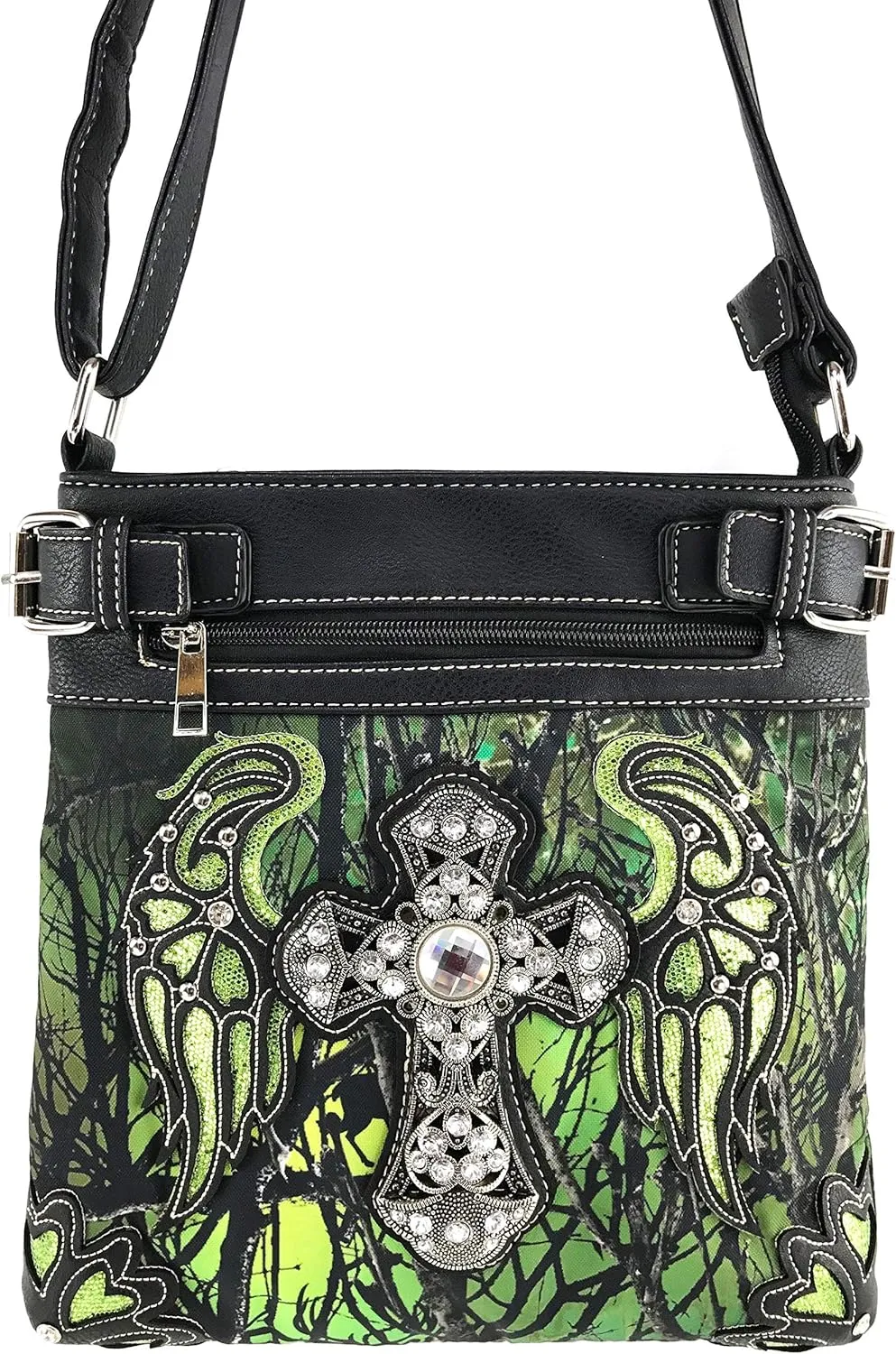 Zelris Camouflage Shine Glow Cross Angel Wings Conceal Carry Crossbody Messenger