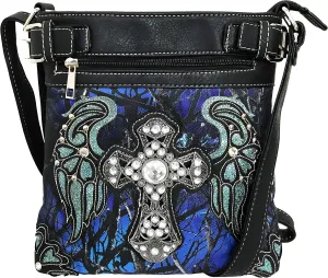 Zelris Camouflage Shine Glow Cross Angel Wings Conceal Carry Crossbody Messenger